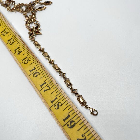 Rare Gold Tone Vintage Brown AB Glass Rhinestone Necklace Bracelet Earrings Set - Picture 9 of 9